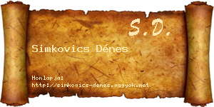 Simkovics Dénes névjegykártya